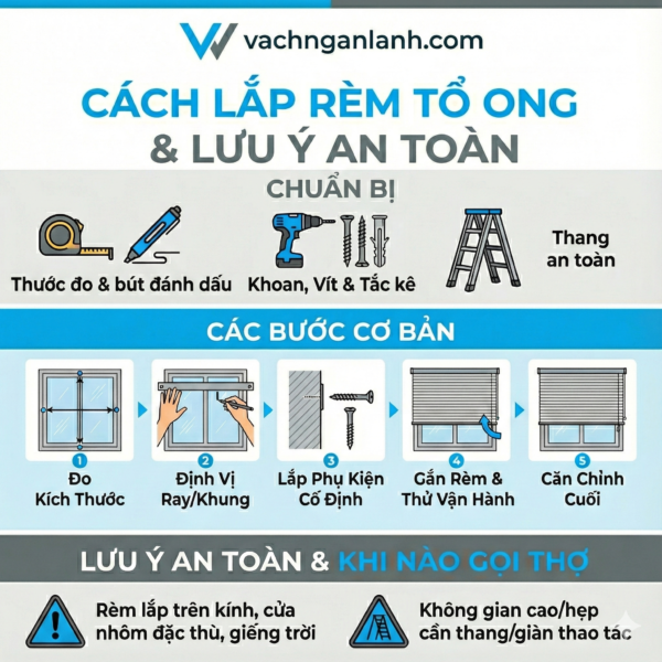 Cách lắp rèm tổ ong