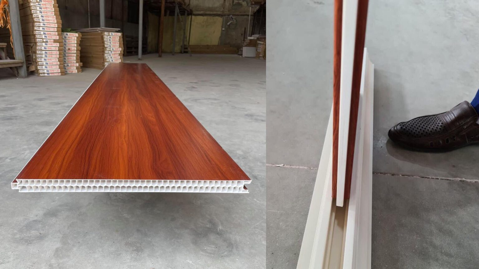 Mô tả cấu trúc lõi rỗng của tấm vách nhựa PVC