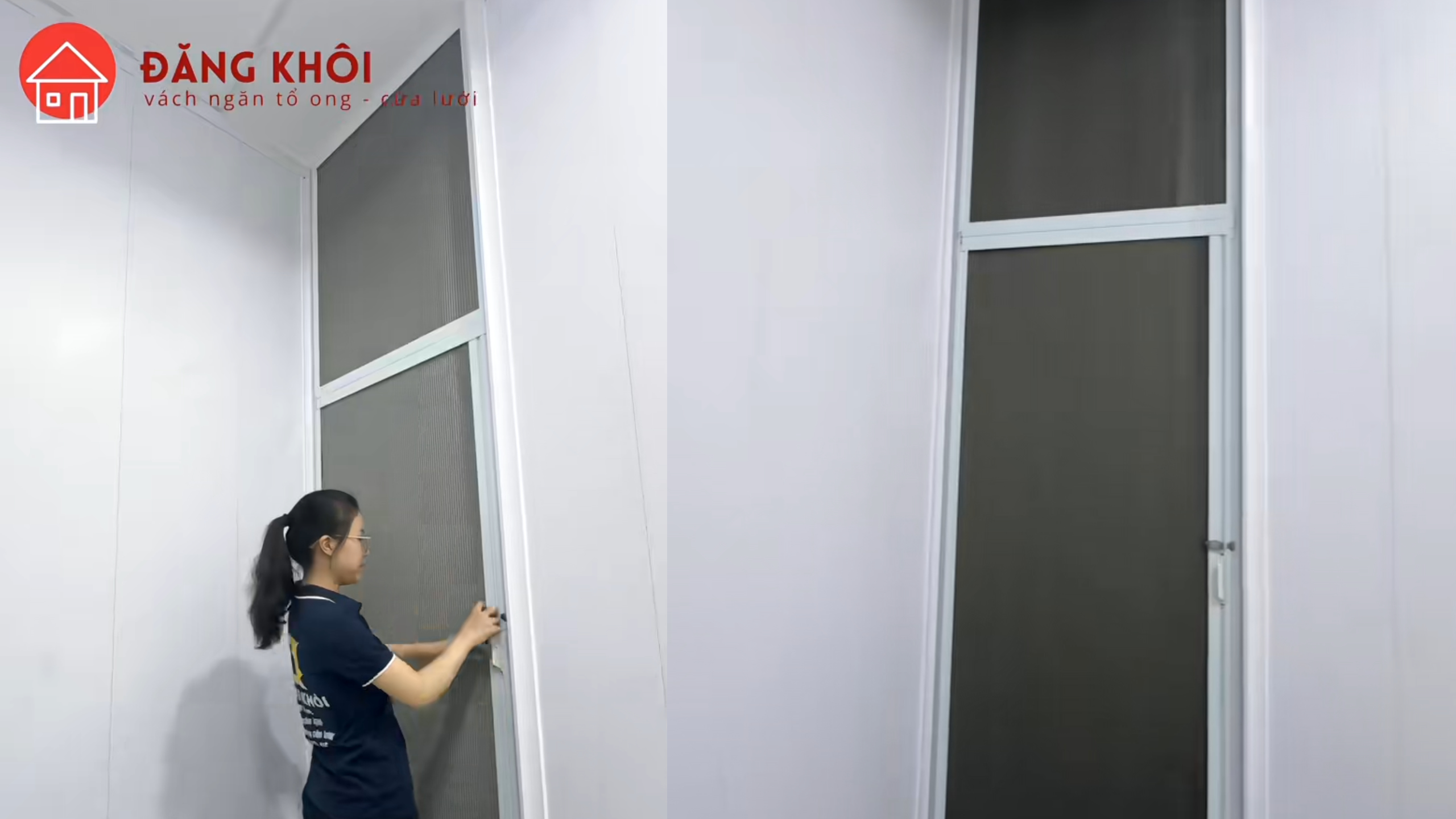 Công trình hoàn thiện kết hợp vách ngăn và cửa xếp tổ ong