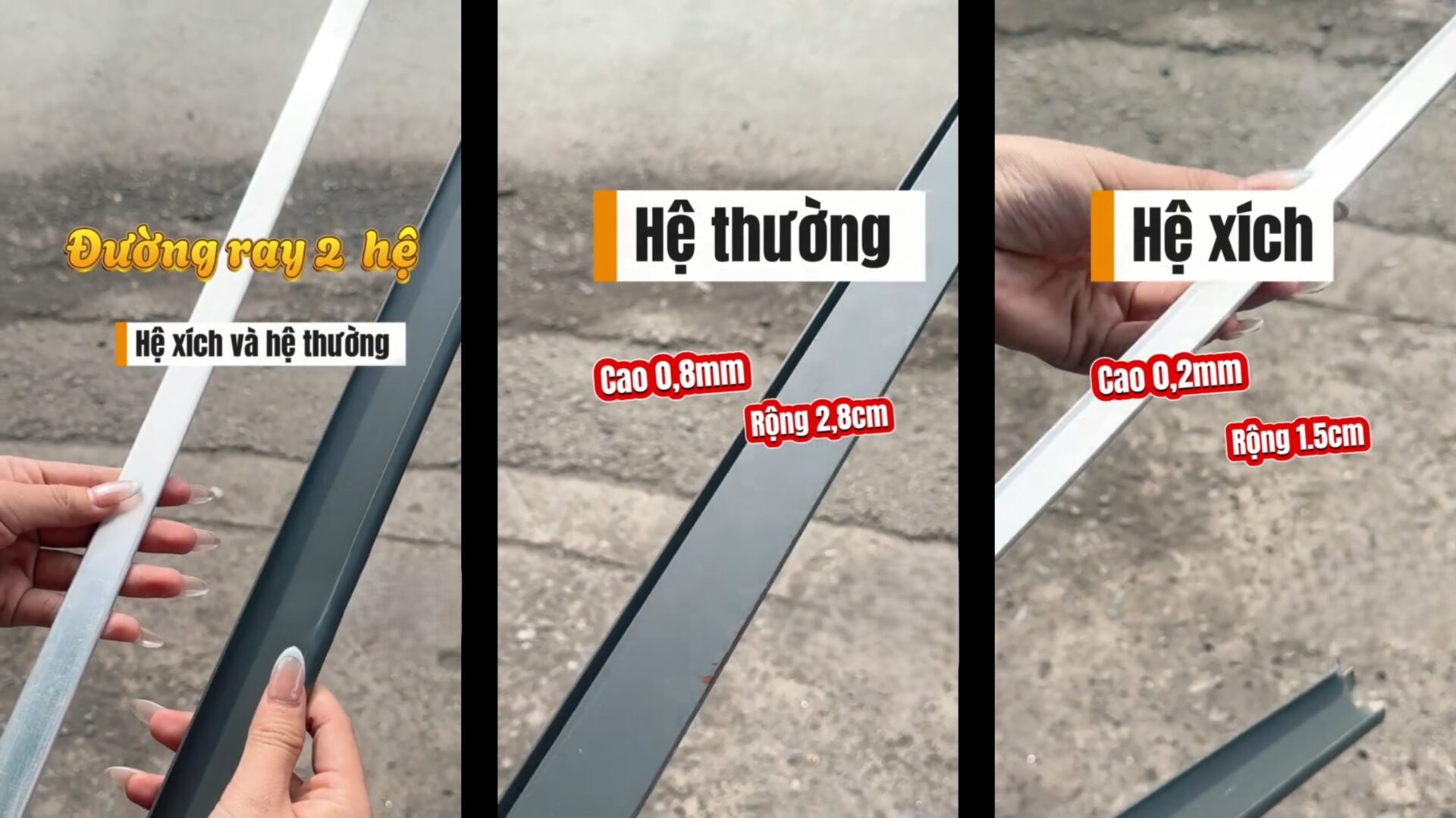 So sánh hệ ray xích và hệ ray thường trong vách ngăn tổ ong
