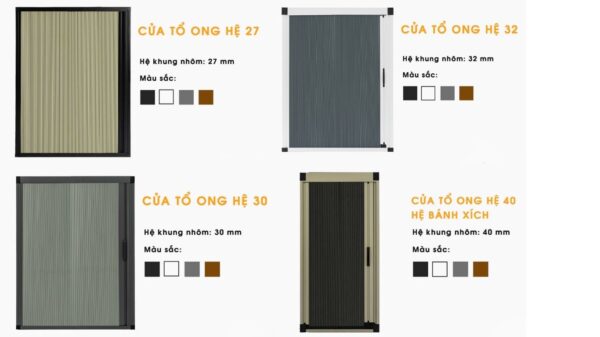 Rèm tổ ong theo hệ khung nhôm