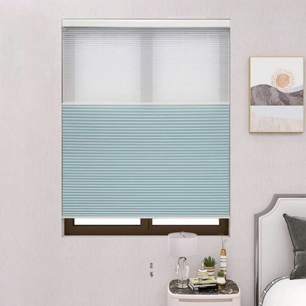 Ứng dụng rèm tổ ong daynight cho cửa sổ, cân bằng ánh sáng và riêng tư.