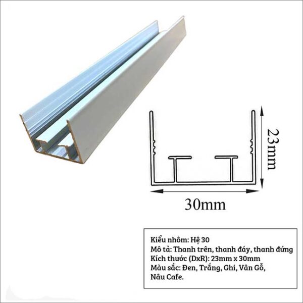 Giá rèm theo hệ khung nhôm thay đổi theo loại hệ và kích thước thực tế.