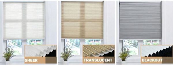 Loại rèm tổ ong theo mức độ sáng