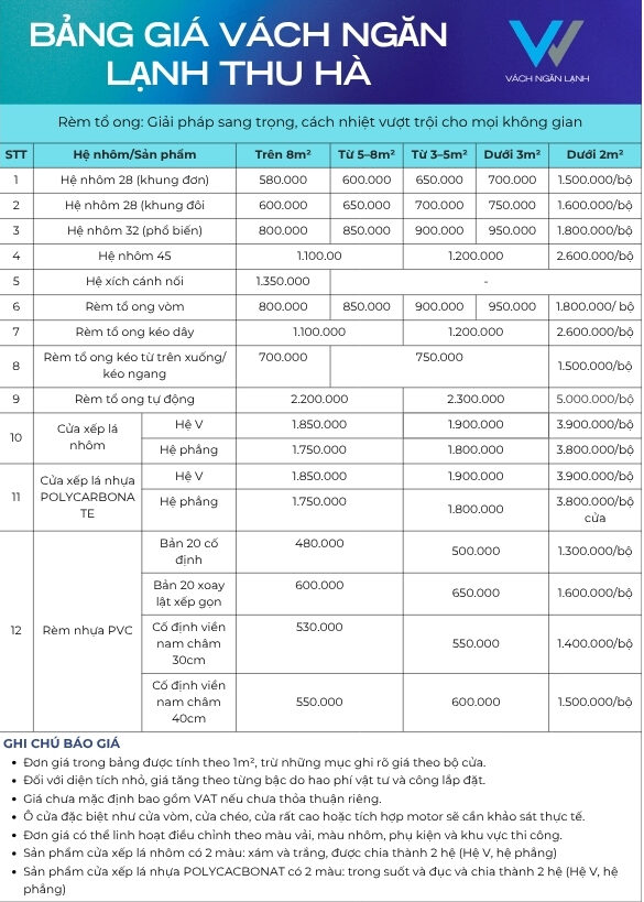 Trang chủ 14 Giá vách ngăn lạnh