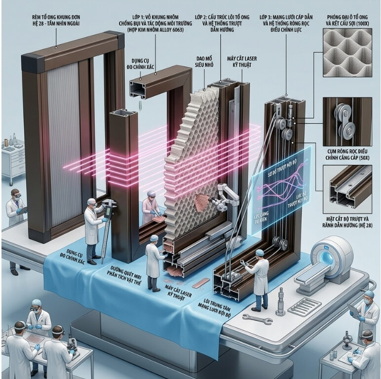 Rèm Tổ Ong Khung Đơn Hệ 28 – Lựa Chọn Tinh Tế Cho Không Gian Sống 8 rèm tổ ong khung nhôm hệ 28mm