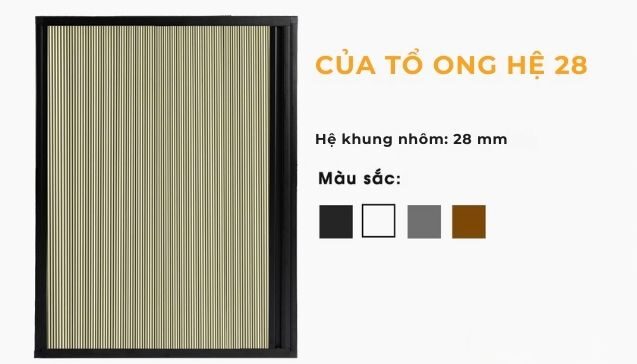 Rèm tổ ong hệ 28 khung nhôm