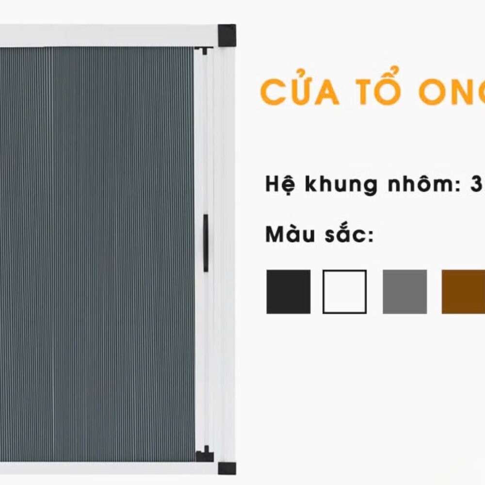 Cửa tổ ong hệ 32 khung nhôm 32mm cao cấp
