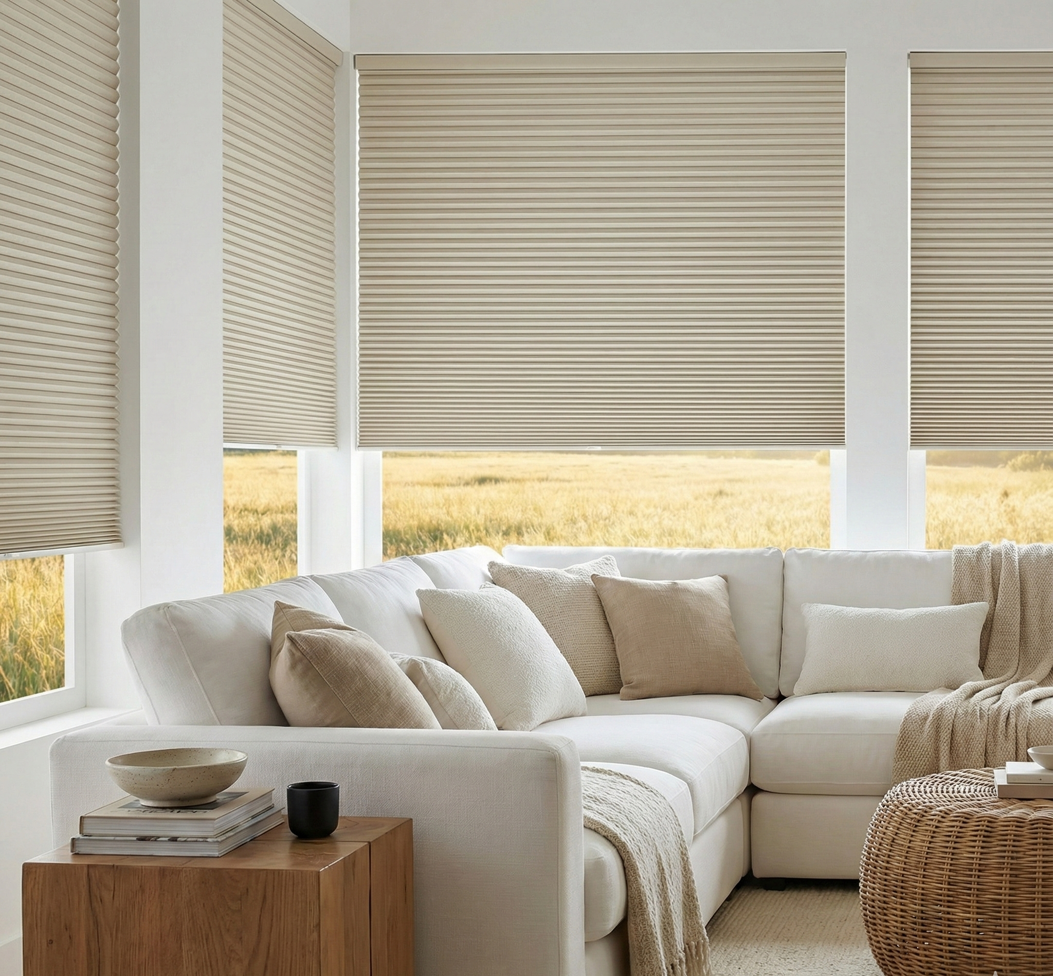 Rèm tổ ong cordless cản sáng cho cửa sổ